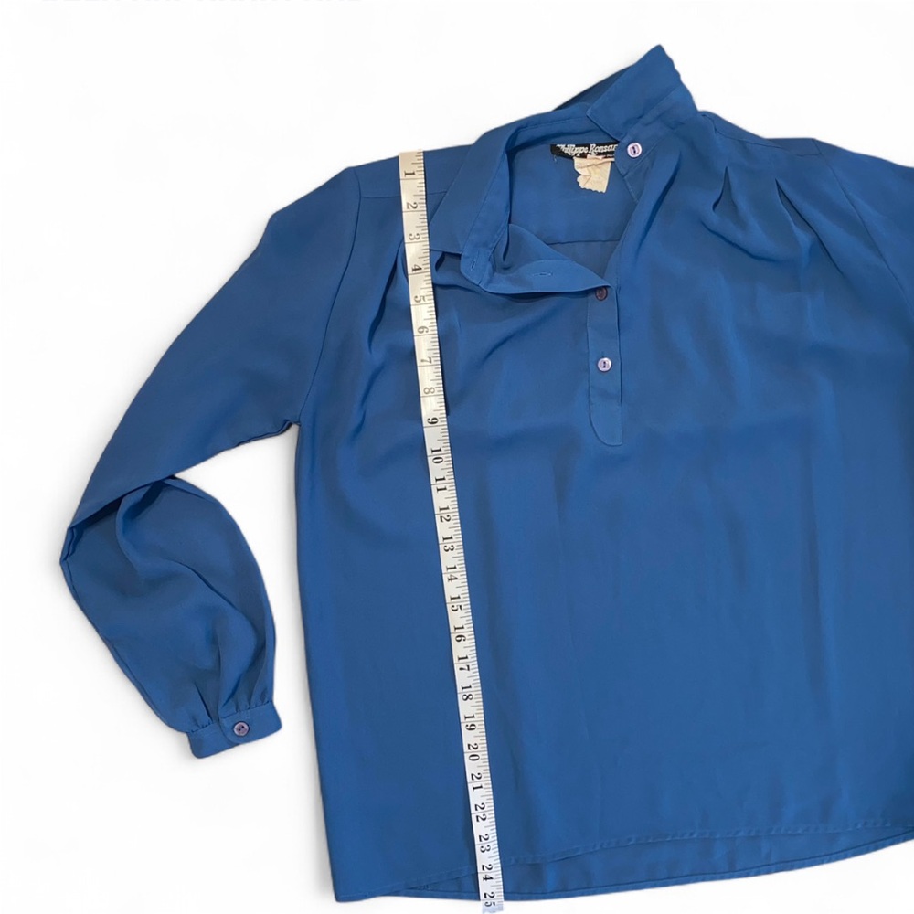 Philippe Ronsard Paris Vintage Sheer Blue Long Sleeve Blouse - Picture 8 of 10